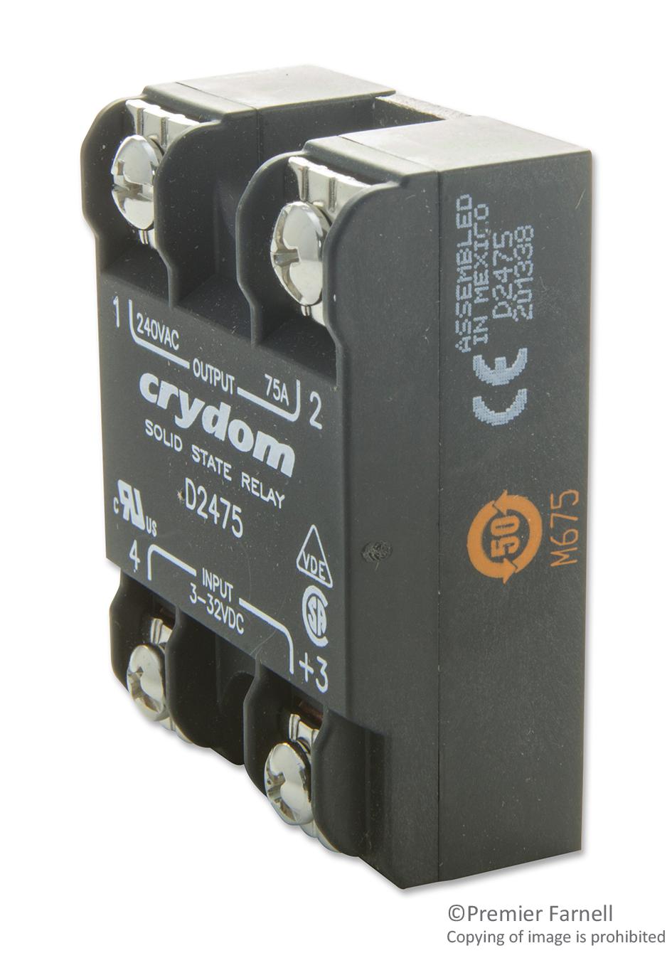D2475 - Sensata/crydom - Solid State Relay, SPST-NO, 75 A