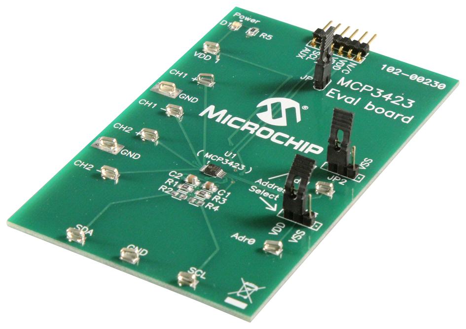 MCP3423EV Microchip Evaluation Board for the MCP3423 18bit Delta