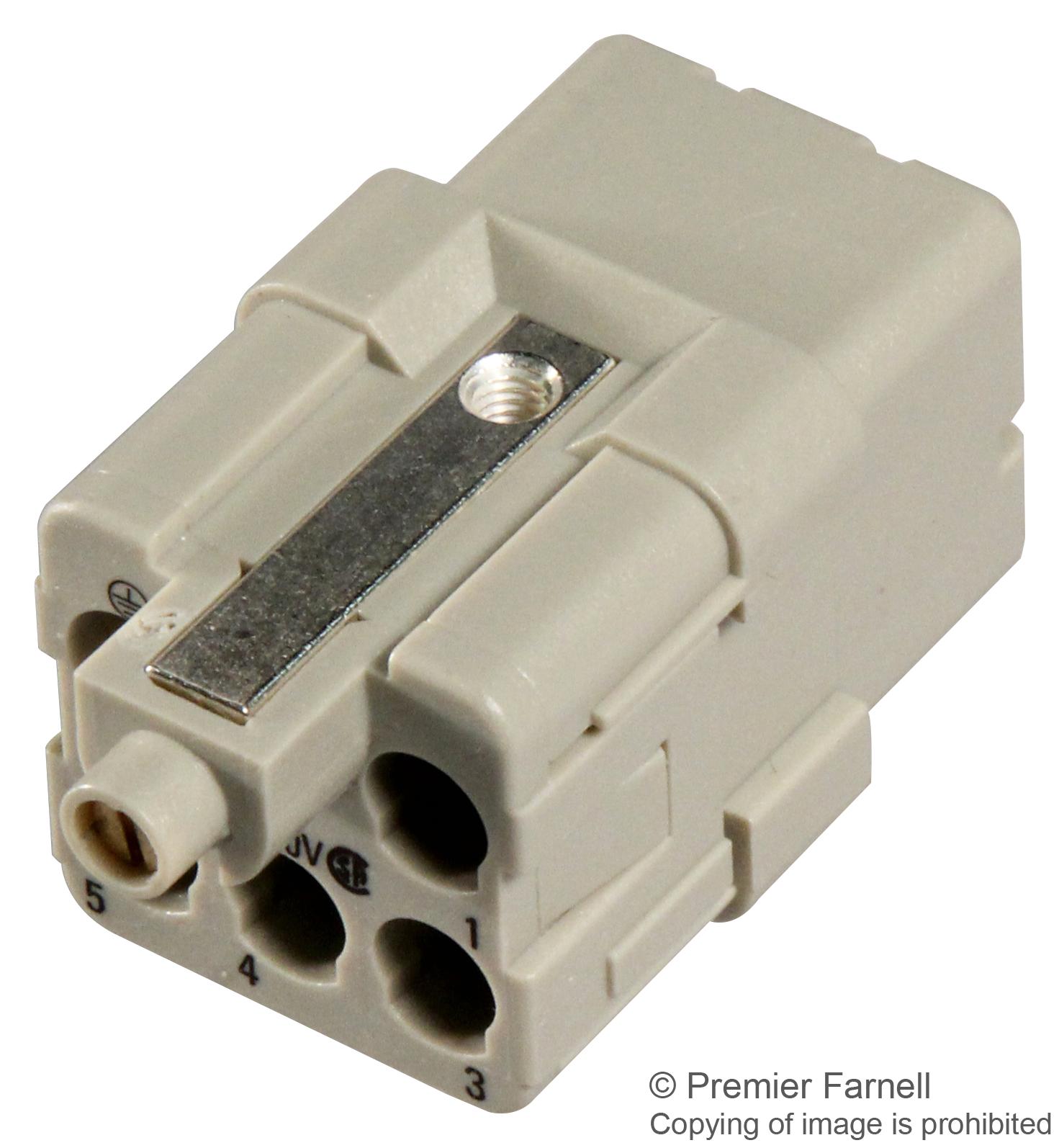 Harting Rectangular Plug 09120053101 - Harting - RECTANGULAR POWER CONNECTOR, SOCKET, 5