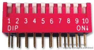 MULTICOMP PRO MCNDP-10V DIP / SIP Switch, 10 Circuits, Piano Key, Through Hole, SPST-NO, 24 V, 25 mA