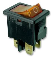 MARQUARDT 1855.1104-00 Rocker Switch, On-Off, DPST, Illuminated, Panel Mount, Yellow, 1855 Series