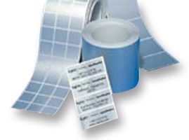 TE CONNECTIVITY MP-381191-5-8A Label, Metalized, Self Adhesive, 19.1mm H x 38.1mm W, Polyester, Silver, 5000