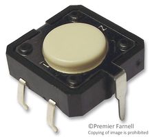 OMRON ELECTRONIC COMPONENTS B3F4100 Tactile Switch, B3D Series, Top Actuated, Through Hole, Round Button, 130 gf, 50mA at 24VDC