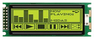 MIDAS DISPLAYS MC192032A6WC-SPTLY Graphic LCD, 192 x 32, White on Blue, 3V to 5V, Parallel, English, Chinese, Transflective
