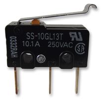 OMRON ELECTRONIC COMPONENTS SS-10GL13T Microswitch, Subminiature, Simulated Roller Lever, SPDT, Quick Connect, Solder, 10.1 A