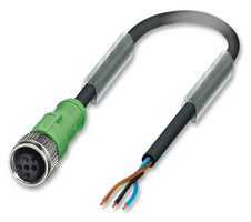 PHOENIX CONTACT 1683510 Sensor Cable, PUR, M12 Receptacle, Free End, 3 Positions, 5 m, 16.4 ft