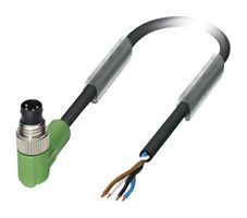 PHOENIX CONTACT 1681826 Sensor Cable, 90° M8 Plug, Free End, 4 Positions, 3 m, 9.8 ft