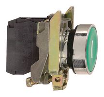 SCHNEIDER ELECTRIC XB4BA3311 Industrial Pushbutton Switch, Harmony XB4 Series, 22.5 mm, SPST-NO, Momentary, Flush, Green