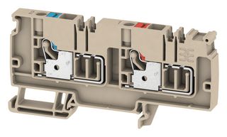 WEIDMULLER 1988260000 DIN Rail Mount Terminal Block, 2 Ways, 22 AWG, 8 AWG, 6 mm², Push In, 41 A
