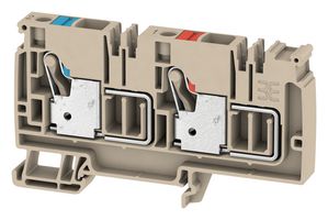 WEIDMULLER 1988250000 DIN Rail Mount Terminal Block, 2 Ways, 20 AWG, 6 AWG, 10 mm², Push In, 57 A