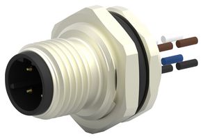 TE CONNECTIVITY T4171010504-001 Sensor Cable, D Coded, M12 Plug, Free End, 4 Positions, 200 mm, 7.87 ", T417 Series