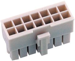MOLEX 39-01-2180 Connector Housing, Natural, Mini-Fit Jr. 5557 Series, Receptacle, 18 Ways, 4.2 mm