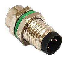 BULGIN LIMITED PXMBNI08RPM04AFL001 Sensor Cable, Rear Panel Mount, M8 Plug, Free End, 4 Positions, 100 mm, 3.9 ", Buccaneer M8 Series