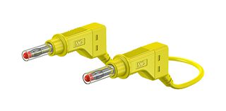 STAUBLI 66.9408-200-24 Banana Test Lead, 4mm Stackable Banana Plug, 4mm Stackable Banana Plug, 6.6 ft, 2 m, Yellow, 32 A