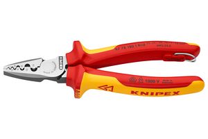 KNIPEX 97 78 180 T Crimp Tool, Hand, 0.25mm² to 16mm² End Sleeves/Ferrules