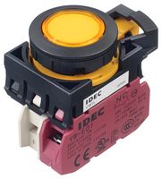IDEC CW1L-M1E01QM4Y Industrial Pushbutton Switch, Flush Silhouette, CW Series, 22.3 mm, SPST-NC, Momentary, Flush