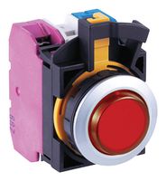 IDEC CW4L-A2E10Q4R Industrial Pushbutton Switch, Flush Silhouette, CW Series, 22.3 mm, SPST-NO, Maintained