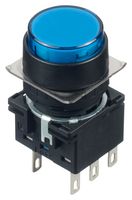 IDEC LB1B-M1T6LS Industrial Pushbutton Switch, LB Series, 16 mm, DPDT, Momentary, Round, Blue