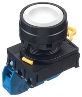 IDEC YW1B-M1E10W Industrial Pushbutton Switch, YW Series, 22.3 mm, SPST-NO, Momentary, Flush, White