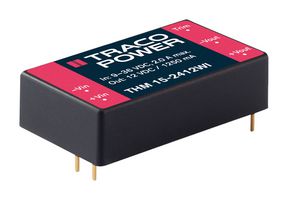 TRACO POWER THM 15-4822WI Isolated Through Hole DC/DC Converter, Medical, DIP, 4:1, 15 W, 2 Output, 12 V