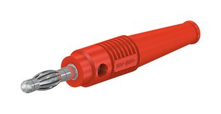 STAUBLI 64.9199-22 Banana Test Connector, Plug, Cable Mount, 32 A, 60 VDC, Nickel Plated Contacts, Red