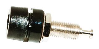 MUELLER ELECTRIC BU-P2854-0. Banana Test Connector, Jack, Panel Mount, 15 A, 2 kV, Gold Plated Contacts, Black