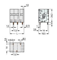WAGO 2626-3102/020-000 Wire-To-Board Terminal Block, 7.5 mm, 2 Ways, 20 AWG, 8 AWG, 10 mm², Push In