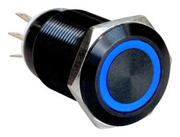 BULGIN LIMITED MPI005RTELABL12 Vandal Resistant Switch, MPI005 Series, 19 mm, SPDT, Latching, Round