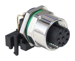 BULGIN LIMITED PXMBNI12RAF08APCM12 Sensor Connector, PXM Series, M12, Female, 8 Positions, PCB Socket, Right Angle Panel Mount