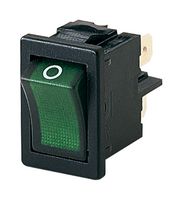 MARQUARDT 1855.0108 Rocker Switch, On-Off, DPST, Illuminated, Panel Mount, Green, 1855 Series