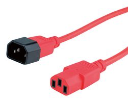 ROLINE 19.08.1531 Mains Power Cord, IEC 320 C14 Plug to IEC 320 C13 Receptacle, 3 m, 10 A, 250 VAC, Red