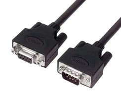 L-COM CSMUZ9MF-2.5 Computer Cable, D Subminiature Plug, 9 Way, D Subminiature Socket, 9 Way, 2.5 ft, 762 mm, Black