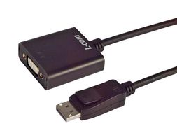 L-COM DP-SVGA-CBL Adapter Cable, DisplayPort Plug to D-Sub HD SVGA-15 Receptacle, 214.6mm Length, Black