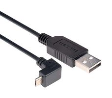 L-COM CAA-90UMICB-2M USB Cable, Type A Plug to 90° Micro Type B Plug, 2 m, 6.6 ft, USB 2.0, Black