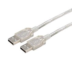 L-COM CSMUCLRAA-3M USB Cable, Type A Plug to Type A Plug, 3 m, 9.8 ft, USB 2.0, Transparent