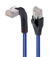 L-COM TRD695SRA2BL-5 Ethernet Cable, Cat6, 90° RJ45 Plug to RJ45 Plug, FTP (Foiled Twisted Pair), Blue, 1.5 m, 5 ft