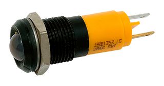 CML INNOVATIVE TECHNOLOGIES 192B1352 LED Panel Mount Indicator, Black Chrome Bezel, Yellow, 24 V, 14 mm, 17 mA, 40 mcd, IP67