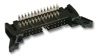 MULTICOMP PRO MC9B232-2634 Pin Header, Long Latch, Wire-to-Board, 2.54 mm, 2 Rows, 26 Contacts, Through Hole Right Angle