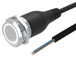 EAO 82-6655.2154 Vandal Resistant Switch, Ring Illuminated, 24V LED, 82 Series, 22 mm, SPDT, Maintained