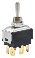 E-SWITCH ST246D00 Toggle Switch, On-Off-On, DPDT, Non Illuminated, ST2 Series, Panel Mount, 20 A