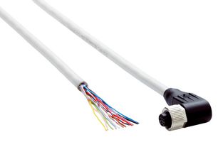 SICK DOL-1212-W05MAS02 Sensor Cable, Grey, 90° M12 Receptacle, Free End, 12 Positions, 5 m, 16.4 ft