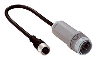 SICK DSL-6187GM25034KM1 Sensor Cable, 5Pos/7Pos, Black, M12 Receptacle, M26 Plug, 250 mm, 9.9 "