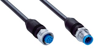 SICK YF2A18-C60UA5M2A18 Sensor Cable, A Coded, Black, M12 Receptacle, M12 Plug, 8 Positions, 600 mm, 23.62 "