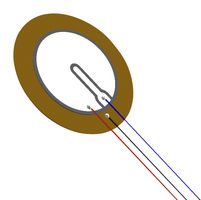PUI AUDIO AB3529BF-LW100-R Piezo Bender, 2.9 kHz, 0.025 UF, 500 ohm, 35 mm D x 0.63 mm H