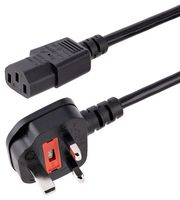 STARTECH BS13U-1M-POWER-LEAD Mains Power Cord, 3ft (1m) UK Computer Power Cable, BS 1363 to C13 Kettle Lead, 18AWG, TV Cable