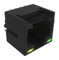 AMPHENOL COMMUNICATIONS SOLUTIONS RJE881880410 Modular Connector, Yellow, Green, RJ45 Jack, 1 x 1 (Port), 8P8C, Cat3, Cat5, Through Hole Mount