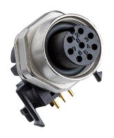 AMPHENOL LTW MSAS-08PFFR-SF7003 Sensor Connector, M Series, M12, Female, 8 Positions, PCB Socket, Right Angle Panel Mount