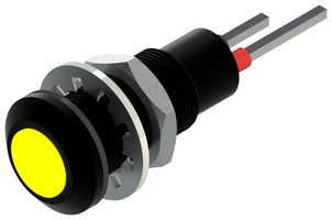 MARL 612-325-22 LED Panel Mount Indicator, Smoked Lens, Yellow, 24 VDC, 6.35 mm, IP67
