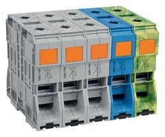 WAGO 285-1169 DIN Rail Mount Terminal Block, 10 Ways, 1 AWG, 0 AWG, 185 mm², Push In, 353 A