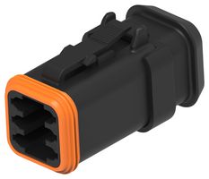 TE CONNECTIVITY - DEUTSCH DT06-6S-CE13 Automotive Connector Housing, Black, DT Series, Plug, 6 Ways, AMP DT Series Size 16 Socket Contacts